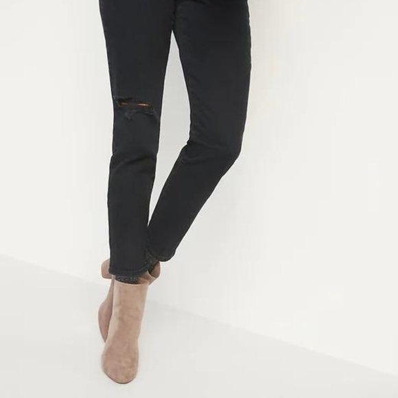 Old Navy High-Waisted O.G. Straight Ripped Black Ankle Jeans for Women New - Picture 2 of 6